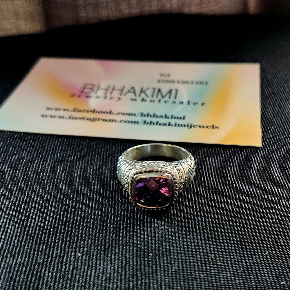 Samuel B. Sterling Silver Amethyst Ring-Size 7